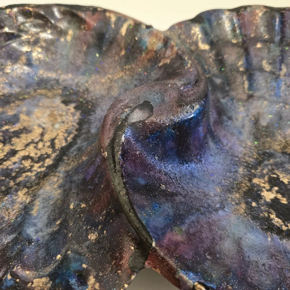 HANDCRAFTED Upcycled Porcelian Seashell Platter HANDPAINTED Tabeltop Art Decor